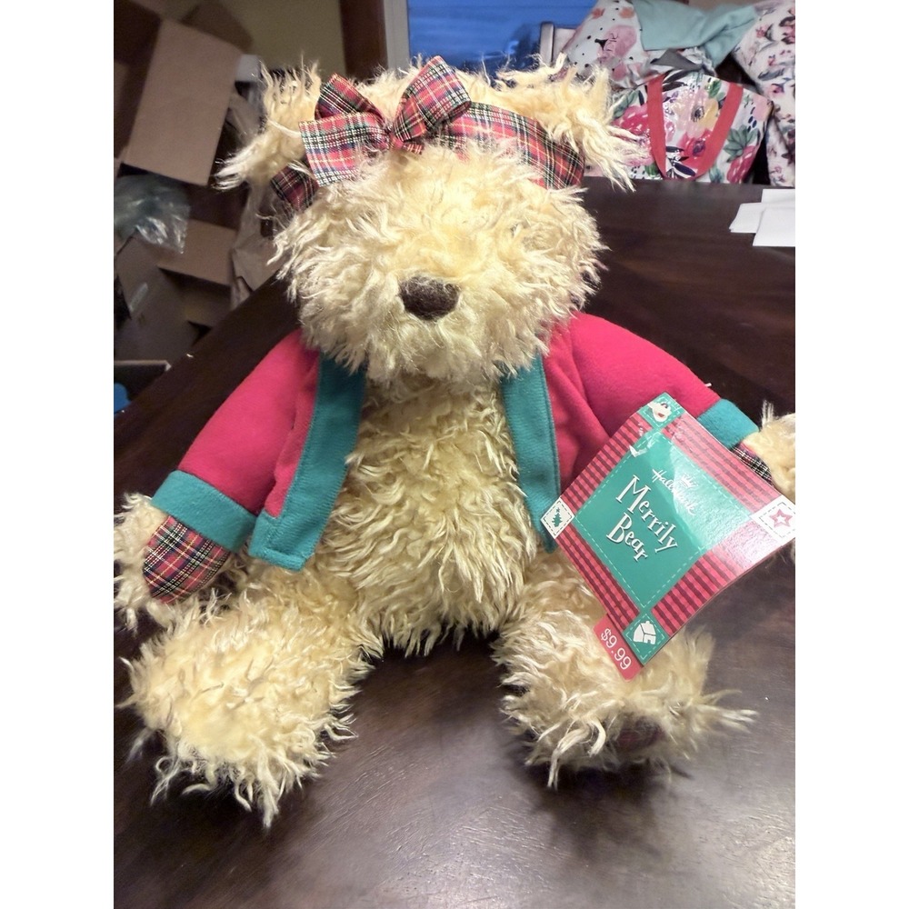 Hallmark Christmas Merrily Plush Brown Teddy Bear With Original Tag Snowman NWT